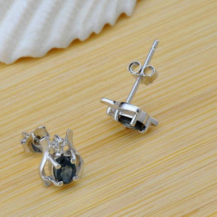 Blue Natural Sapphire Secret Garden Gift Silver Studs Earrings