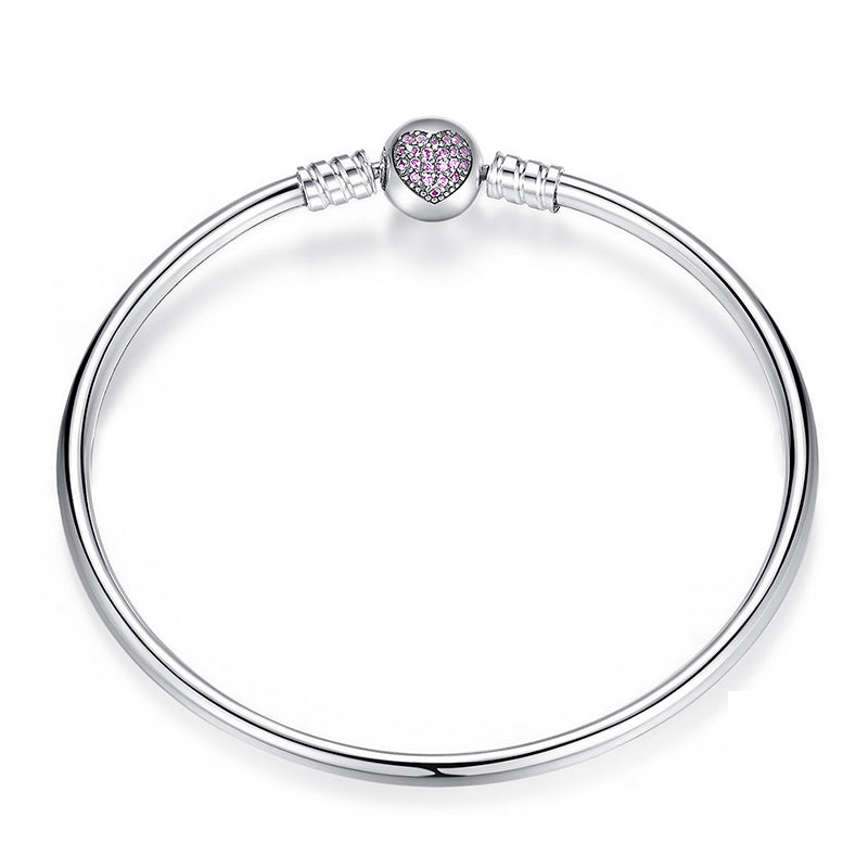 Elegant Purple Heart Silver Love DIY Bracelet Women