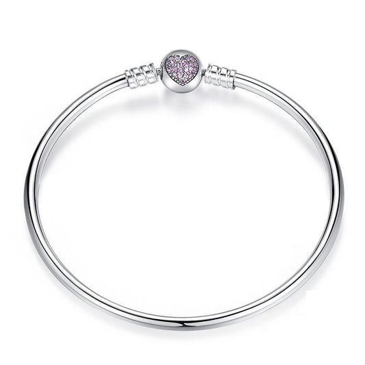 Elegant Purple Heart Silver Love DIY Bracelet Women