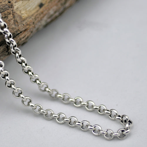 Vintage Flat Cable Thai Chain Silver Necklace Men