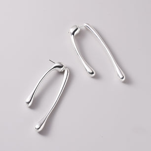 Women Irregular Flowing Water Drop Silver Ring