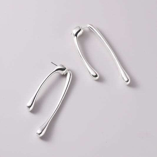 Women Irregular Flowing Water Drop Silver Ring