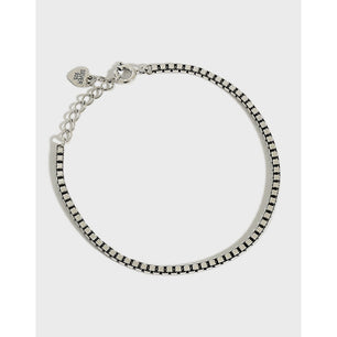 Vintage Box Chain Simple Silver Bracelet