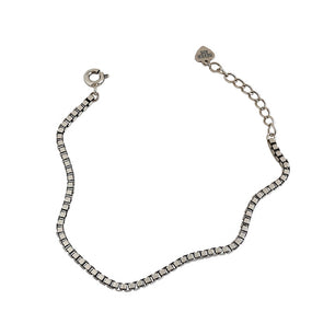 Vintage Box Chain Simple Silver Bracelet