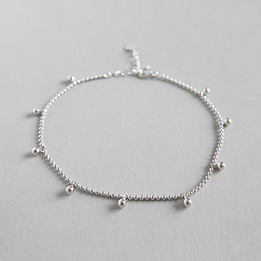 Fashion Dangle Beads Chain Silver Anklet