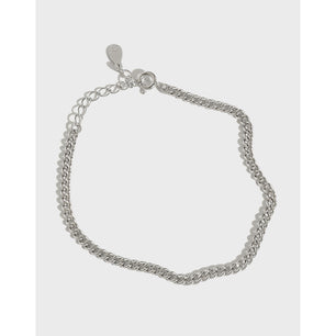 Men's Hollow Curb Chain Silver Bracelet