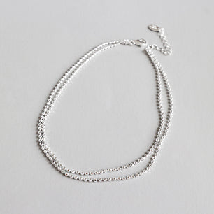 Girl Beads Chain Double Layers Silver Anklet