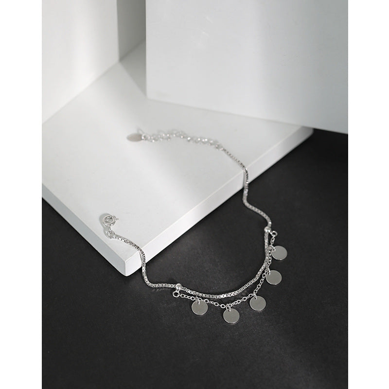 Party Double Layer Disc Silver Bracelet