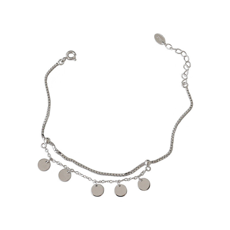 Party Double Layer Disc Silver Bracelet