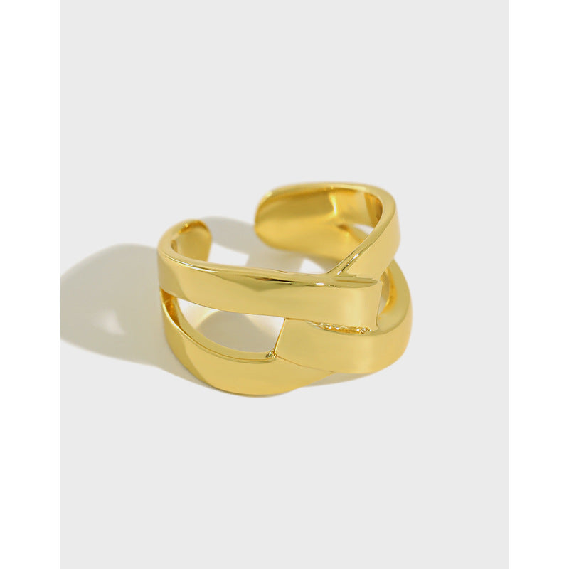 Party X Shape Wide Cross Silver Ring