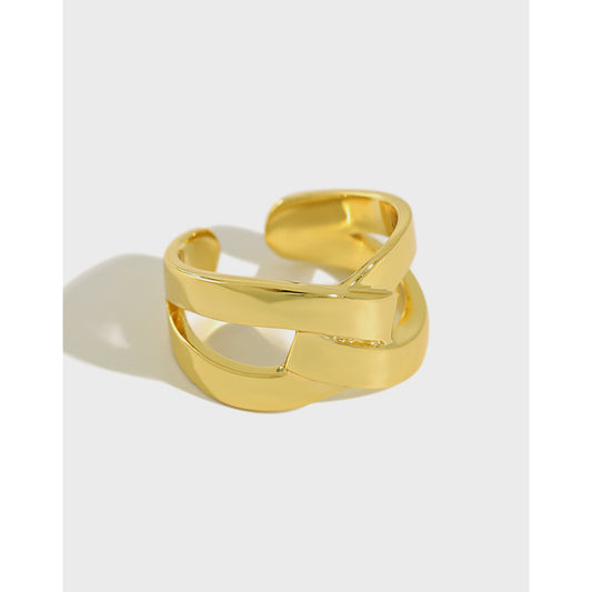 Party X Shape Wide Cross Silver Ring