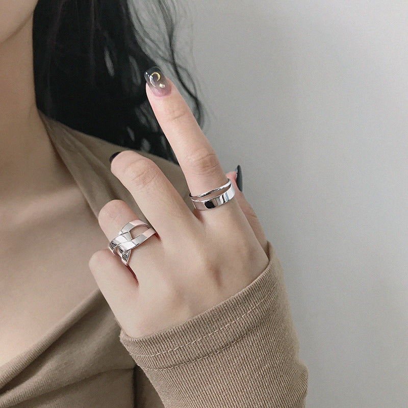 Party X Shape Wide Cross Silver Ring