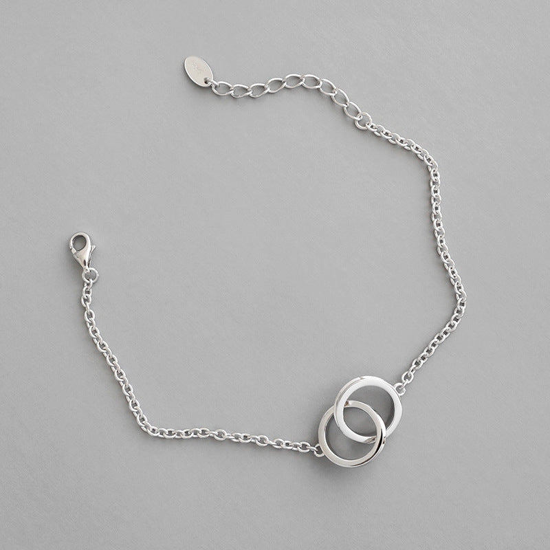 Party Double Loops Curb Chain Silver Bracelet