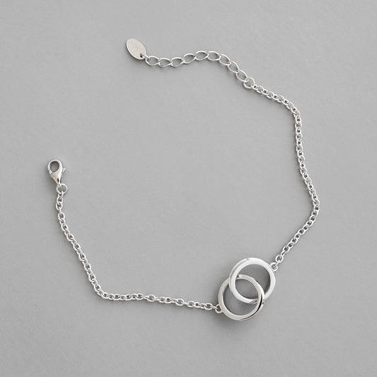 Party Double Loops Curb Chain Silver Bracelet