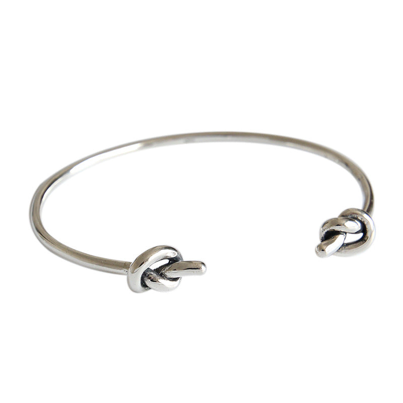 Vintage Two Knot Silver Open Bangle