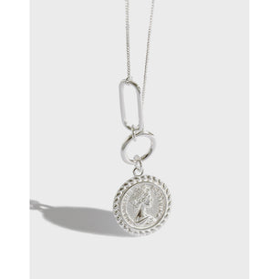 Women Elizabeth Portrait Silver Necklace