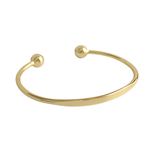 Simple Gold Beads Silver Open Bangle