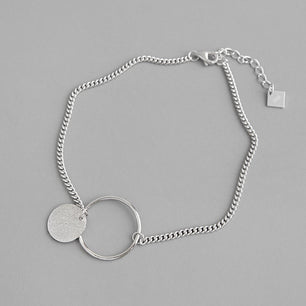 Simple Geometry Circle Round Silver Anklet