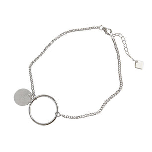 Simple Geometry Circle Round Silver Anklet