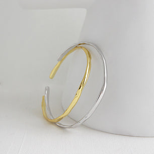 Simple Irregular Wave New Silver Open Bangle