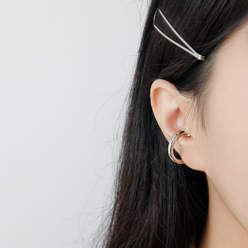 Party Geometry Circle Silver Non-Pierced Earring(Single)