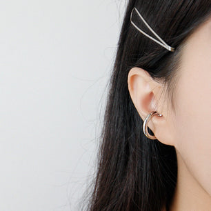 Party Geometry Circle Silver Non-Pierced Earring(Single)