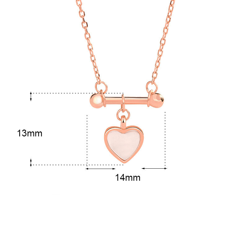 Women Mother of Shell Love Heart Silver Necklace