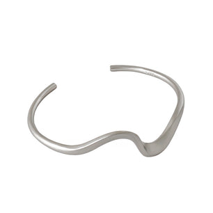 Simple Irregular Wave Silver Open Bangle