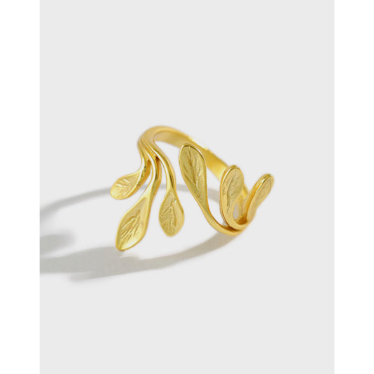 Fashion Olive Branch Leaves Silver Ring