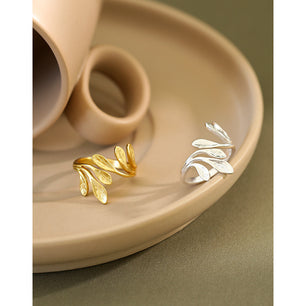 Fashion Olive Branch Leaves Silver Ring