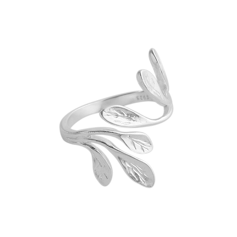 Fashion Olive Branch Leaves Silver Ring