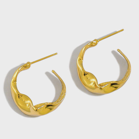 Fashion Irregular C Shape Silver Hoop Earrings