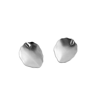 Simple Oval Leaves Silver Stud Earrings