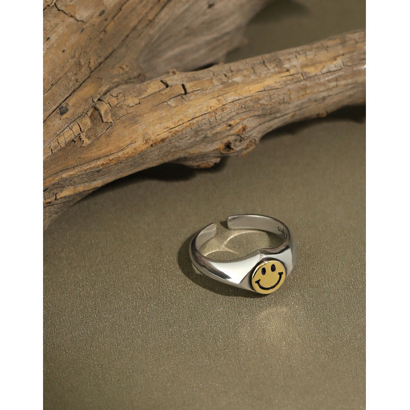 Party Smile Face Silver Ring