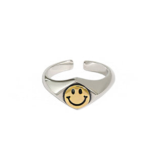 Party Smile Face Silver Ring