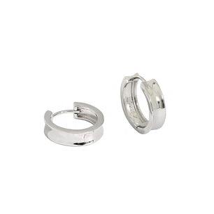 Simple Minimalist Geometry Circle Silver Huggie Hoop Earrings