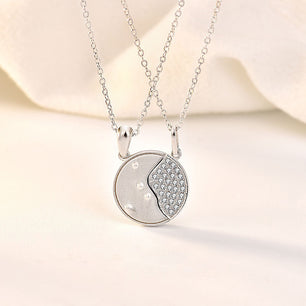 Hot CZ Letters Become One Round Silver Promise Necklace