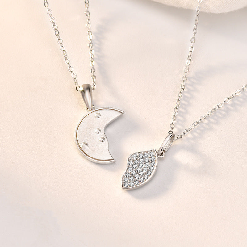 Hot CZ Letters Become One Round Silver Promise Necklace