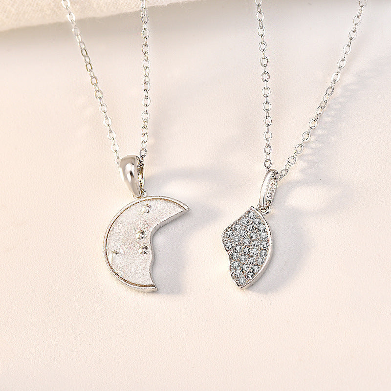 Hot CZ Letters Become One Round Silver Promise Necklace