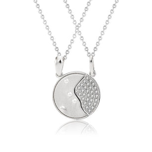 Hot CZ Letters Become One Round Silver Promise Necklace