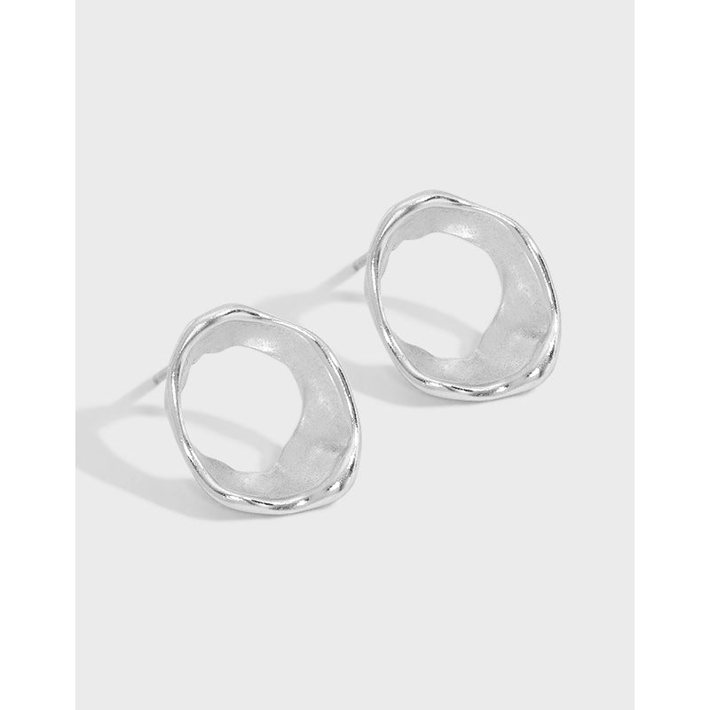 Party Geometry Irregular Circle Silver Stud Earrings