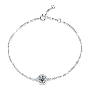 Graduation Simple Round Moissanite CZ Silver Bracelet