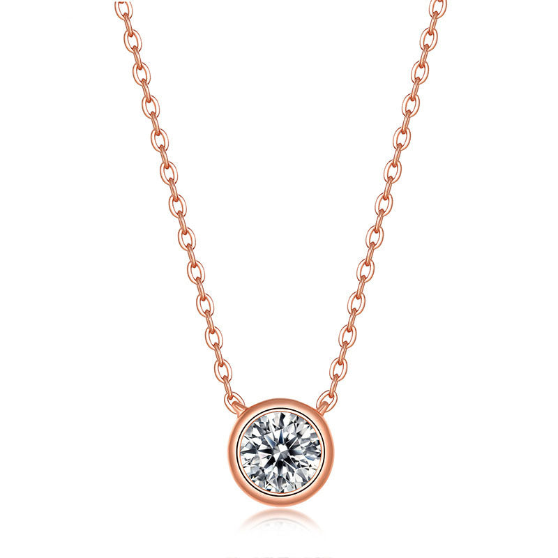 Simple Round Moissanite CZ Bubble Silver Necklace