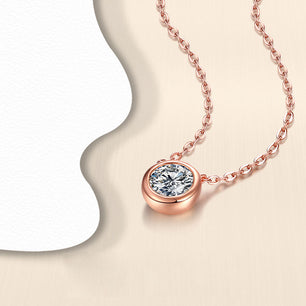 Simple Round Moissanite CZ Bubble Silver Necklace