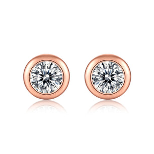 Simple Round Moissanite CZ Silver Stud Earrings