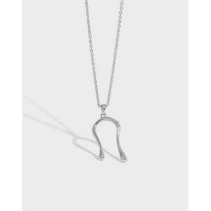 Simple Letter U Shape Silver Necklace