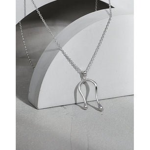 Simple Letter U Shape Silver Necklace