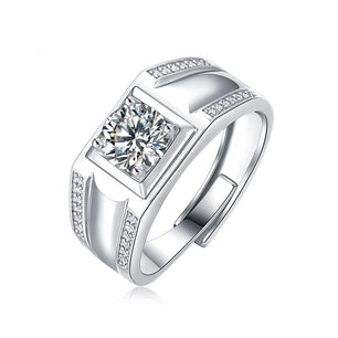 Moissanite CZ Geometry Square Silver Ring