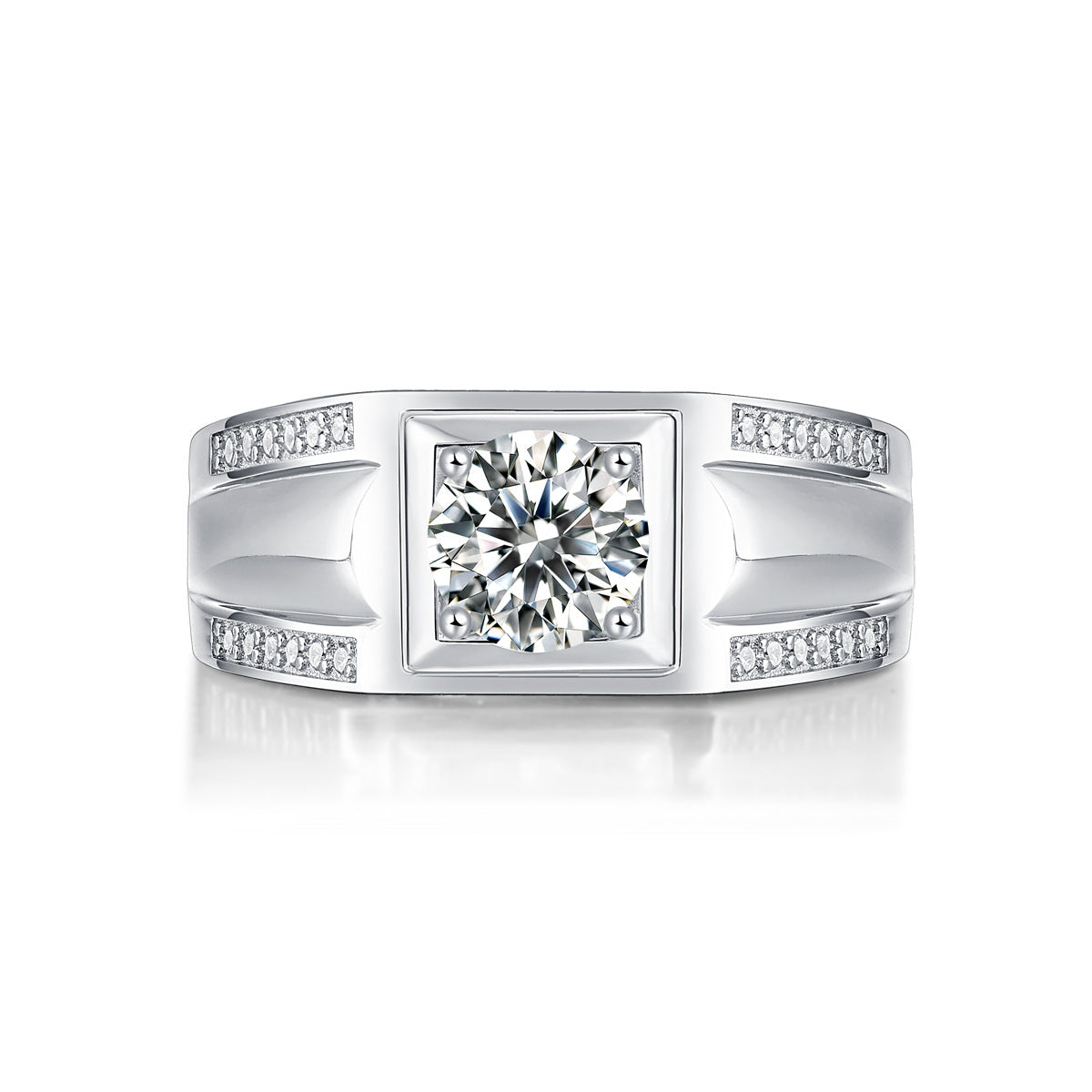 Moissanite CZ Geometry Square Silver Ring