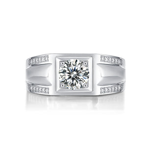 Moissanite CZ Geometry Square Silver Ring